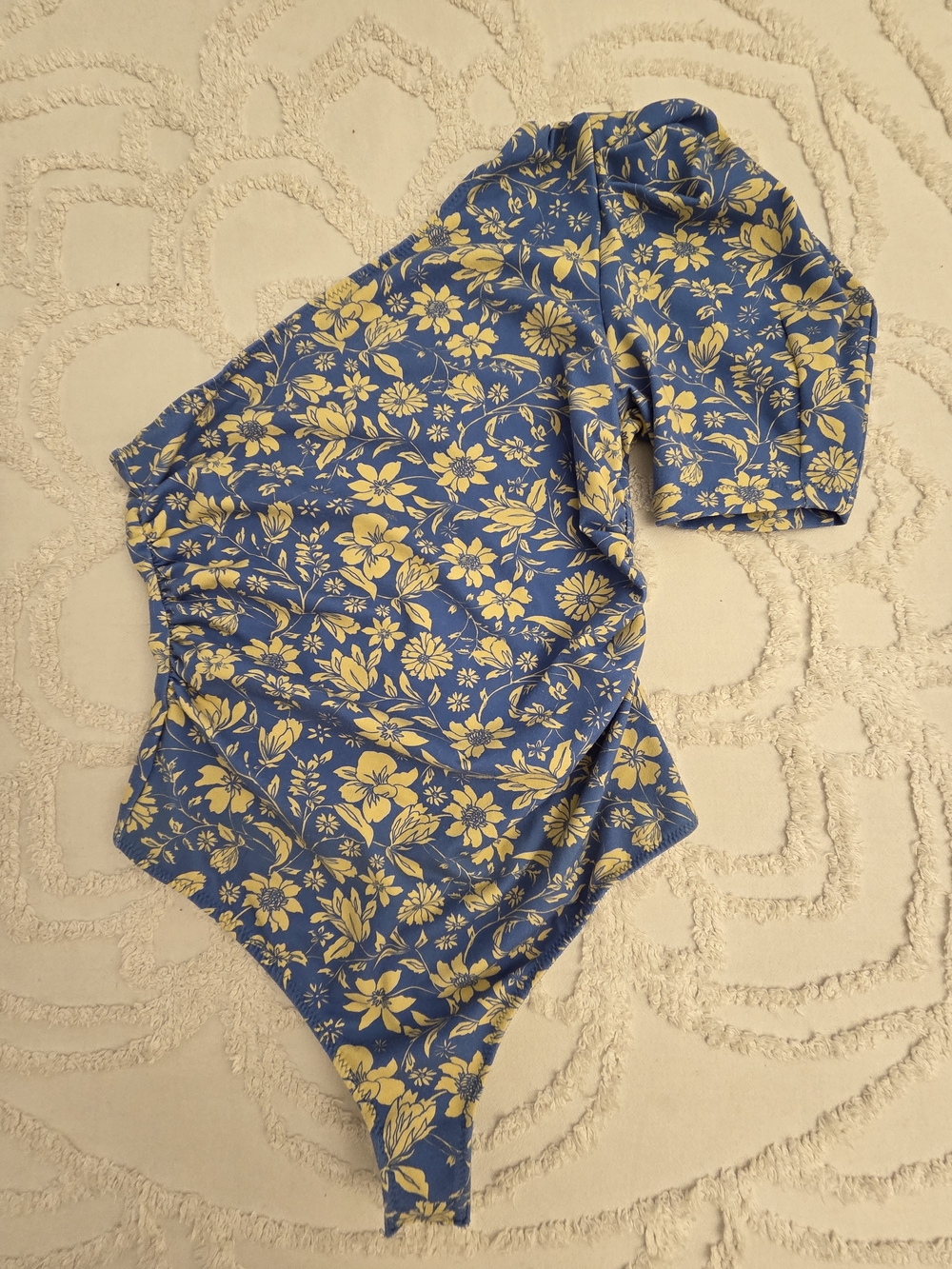 Free People Blue Romper with Yellow Floral Print